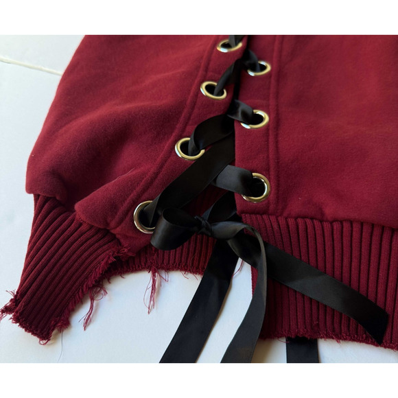 Dolls Kill Current Mood Hellions Hoodie 1X Wine Grunge Goth Rock Whimsygoth - Picture 6 of 9